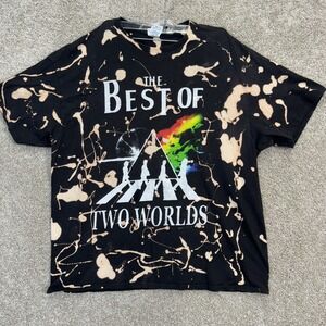 Delta Pro Weight Graphic Tee Men 2XL Black Bleach Wash Pink Floyd Beatles Mashup
